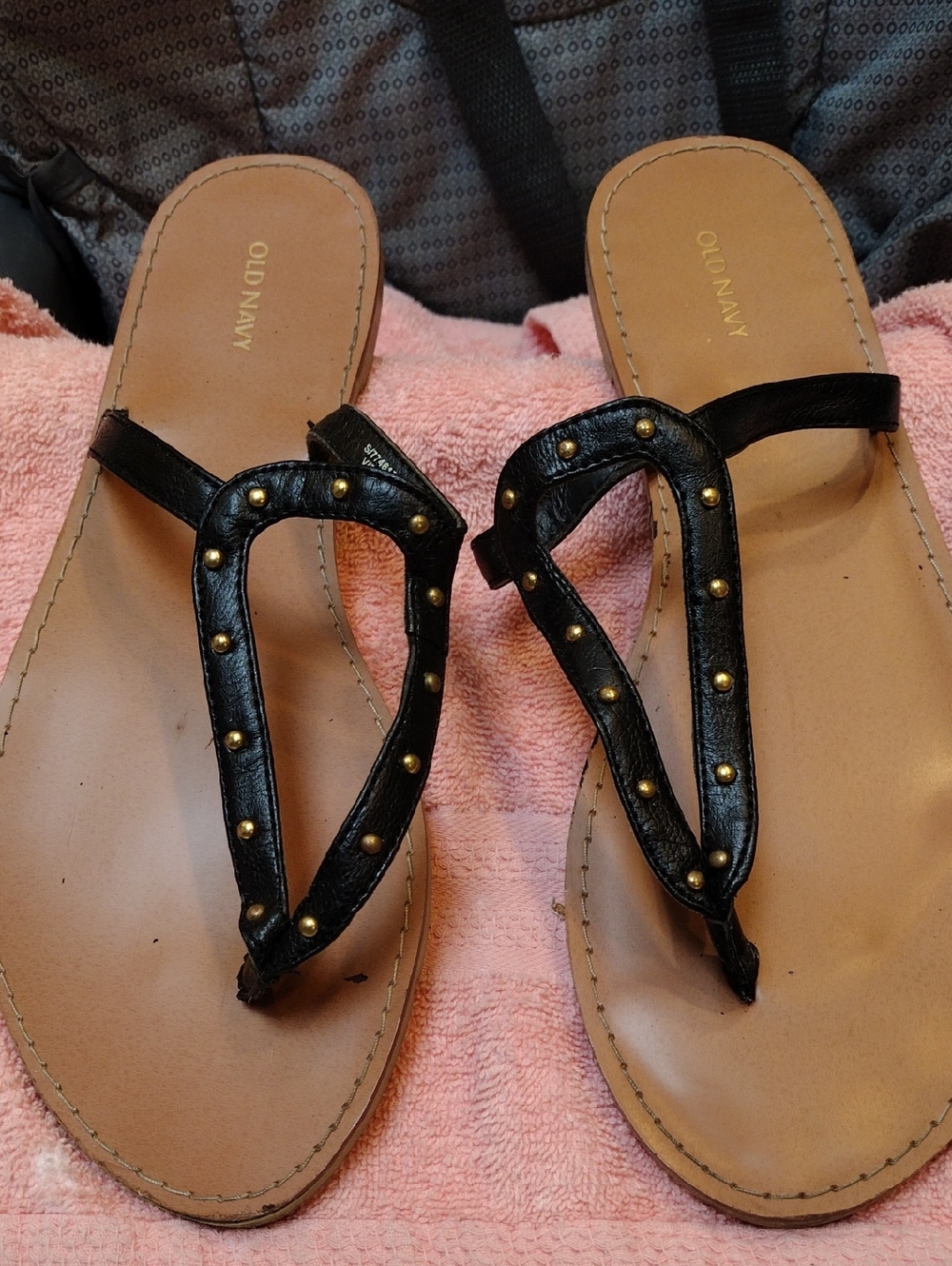 2 For 8 Dollars Sale, Old Navy Black Faux Leather Studded Sandals